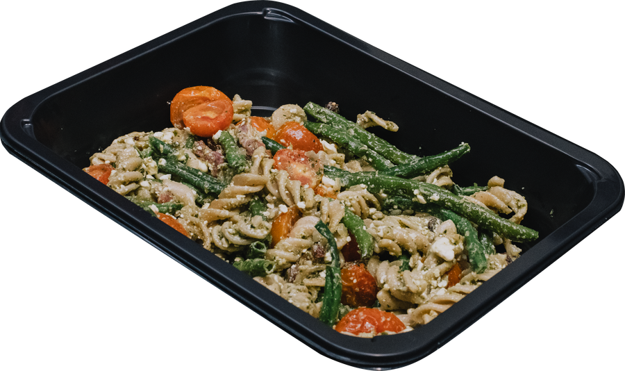 Pasta Pesto Verde met Spek en Groene Boontjes