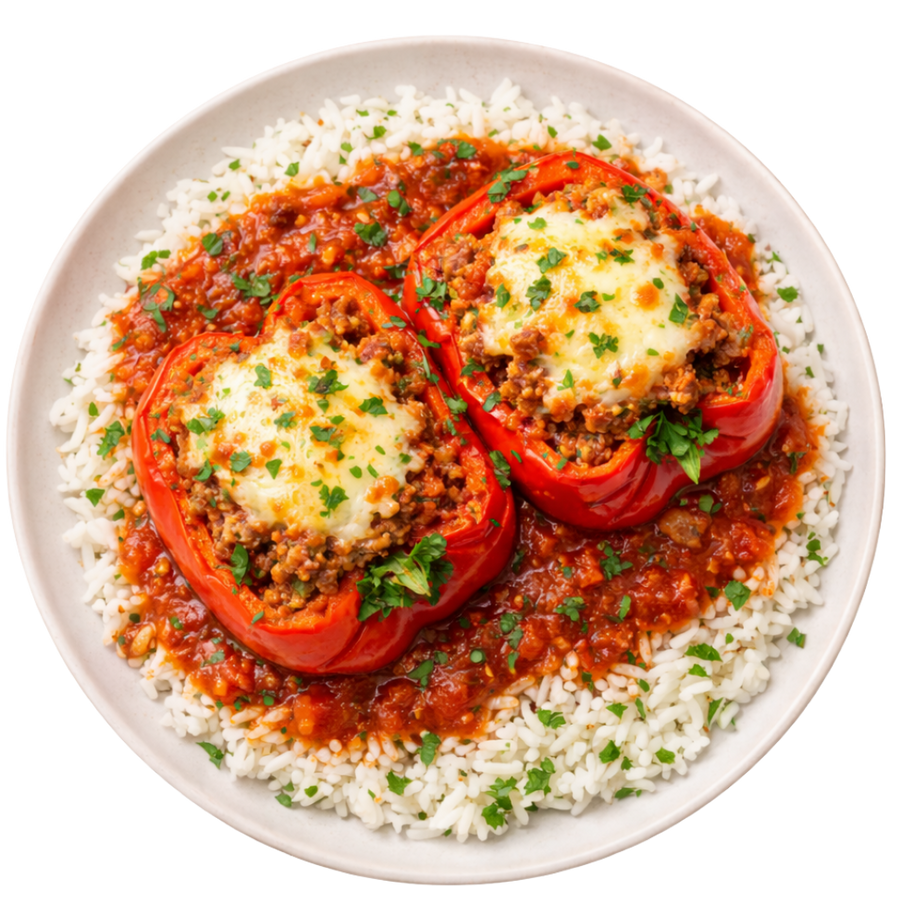Gevulde paprika met gehakt en rijst