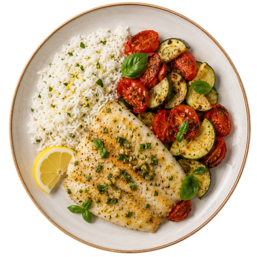 Tilapia mediterrane met rijst